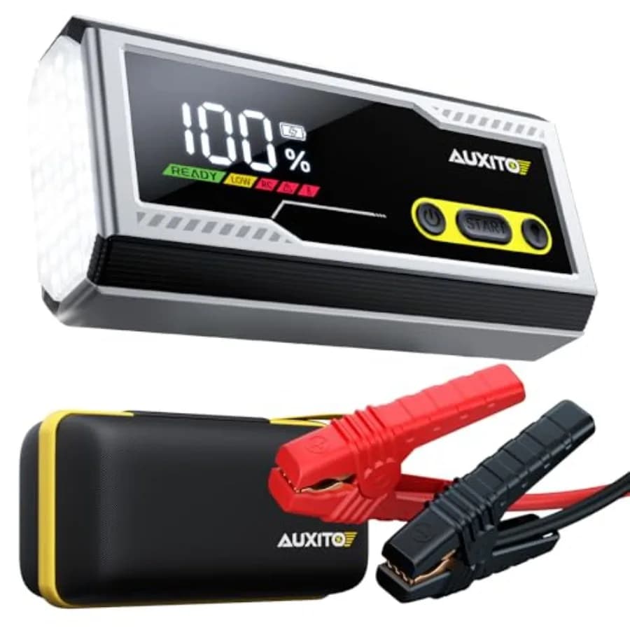 AUXITO Jump Starter 8000A Avviatore portatile per batteria per auto con ampio display LCD Cavo di salto con morsetti intelligenti Power Bank Emer