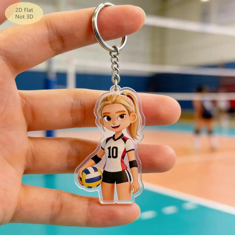 Acrylic Key Ring Acrylic Volleyball Girl Keychain Cartoon Player Car Key Ring Pendant for School Bags Backpacks Purses Accessory