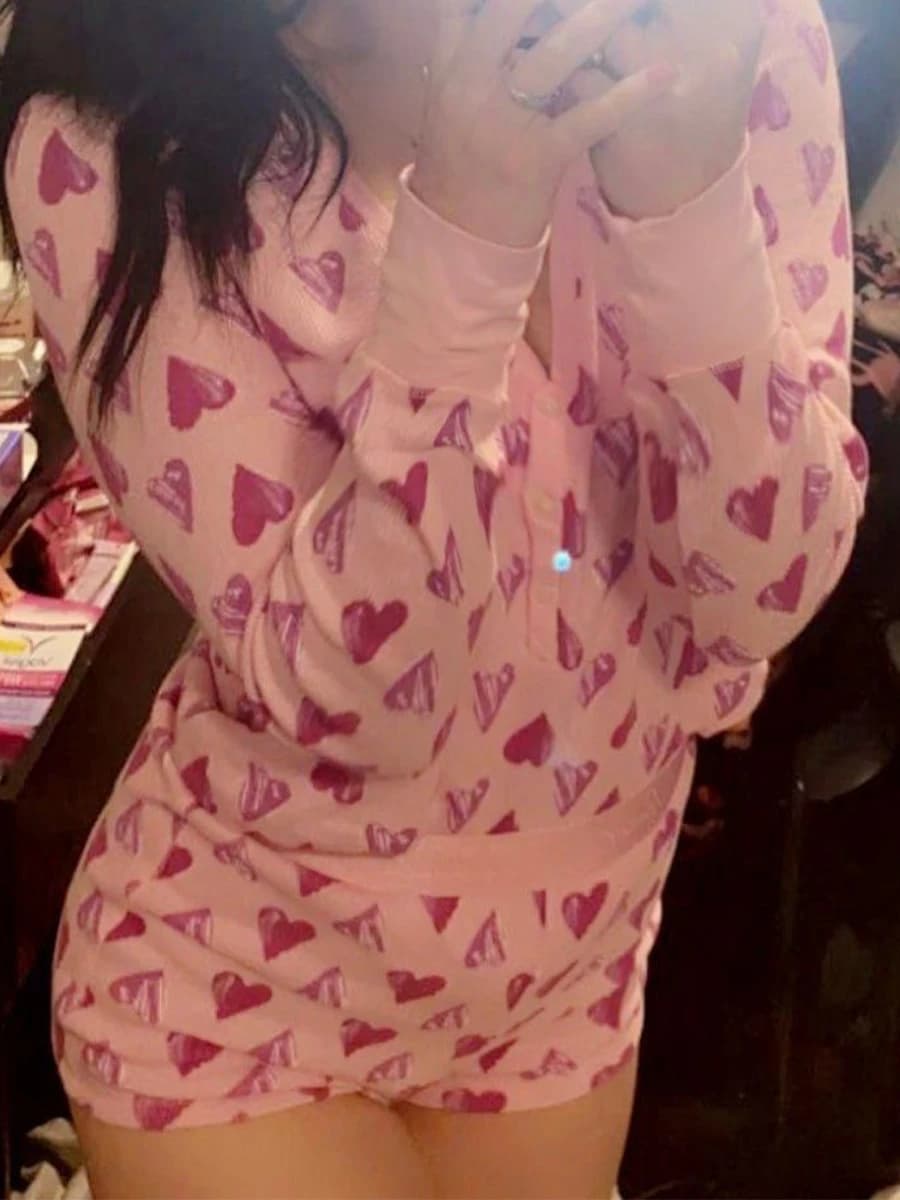 Pigiama da donna con stampa floreale, manica corta, girocollo, top con elastico in vita, pantaloni, pigiama da notte
