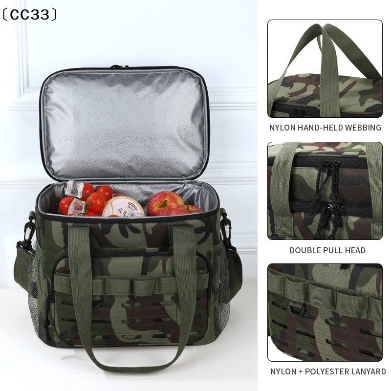 17L Insulated Cooler Bag Tactical Lunch Box For Men Expandable Work Camping Outdoor Picnic Heavy Duty Leakproof Thermal〔CC33〕