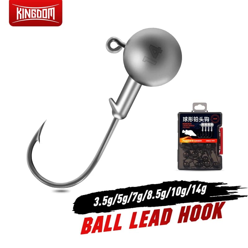 Kingdom 20 pz Manovella Jig Head Gancio Ami da pesca Testa Jig Lure Esca dura Morbido Verme Palla Jig Gancio Attrezzatura da pesca Accessori