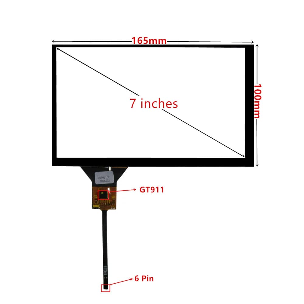 Pannello touch screen da 7 pollici 165mm * 99mm GT911 6pin touch capacitivo per navigazione DVD per auto