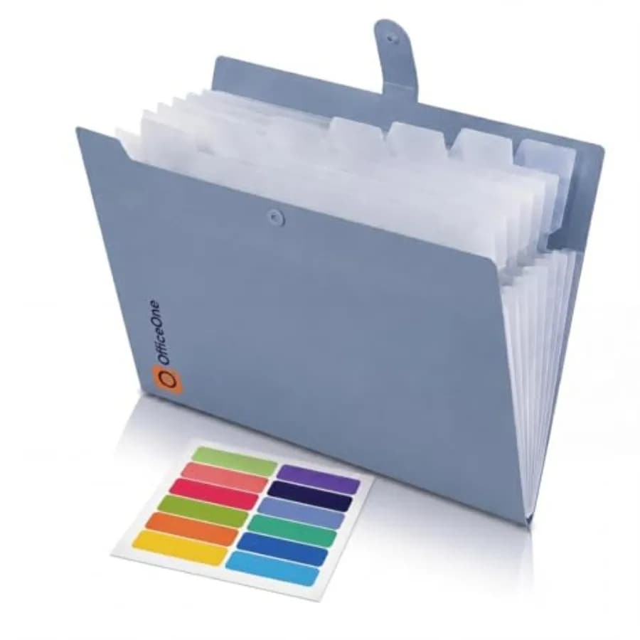 8-Pocket Expanding File Folder, A4 Letter Size Accordion Document Organizer with Snap Closure, Labeled Tabs and Customizable Co