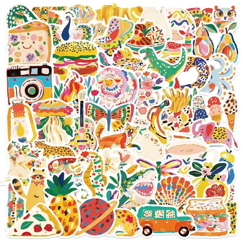 50 pezzi di cartone animato illustrazione colorata adesivo graffiti decorazione fai da te impermeabile per chitarra notebook bagagli BulingBulingStickers Store