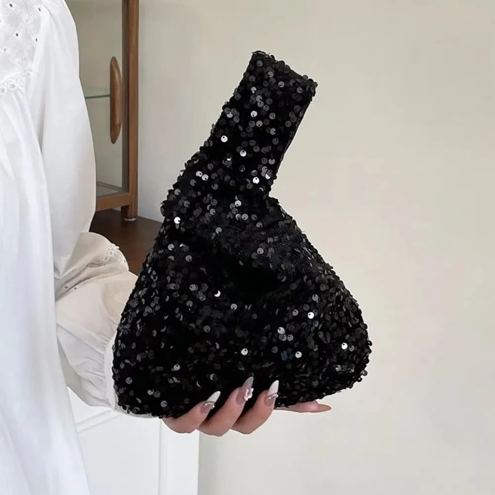 Fashion Starry Sky Blingbling Handbag Art Fashion Knot Portable Sparkling Wrist Bag Casual Cute Evening Bag Shoulder Bag