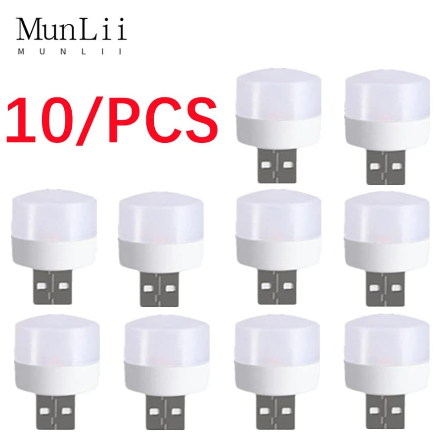 10 pezzi RGB USB LED luce notturna protezione per gli occhi super luminosa lampada con spina LED computer alimentazione mobile ricarica USB piccola luce da libro USB