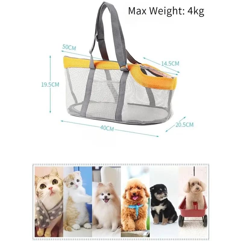 A25F-Pet Carrier Bag For Cats & Dogs - Foldable Travel Bag With Handheld Strap, Breathable Mesh