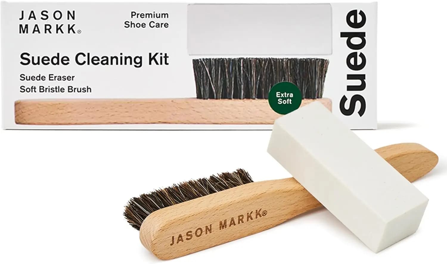 Kit per la Pulizia della Pelle Scamosciata con Spazzola e Gomma Smacchiatrice per Sneakers, Scarpe, Pelle, Nubuck, Cotone, Tessuti a Maglia