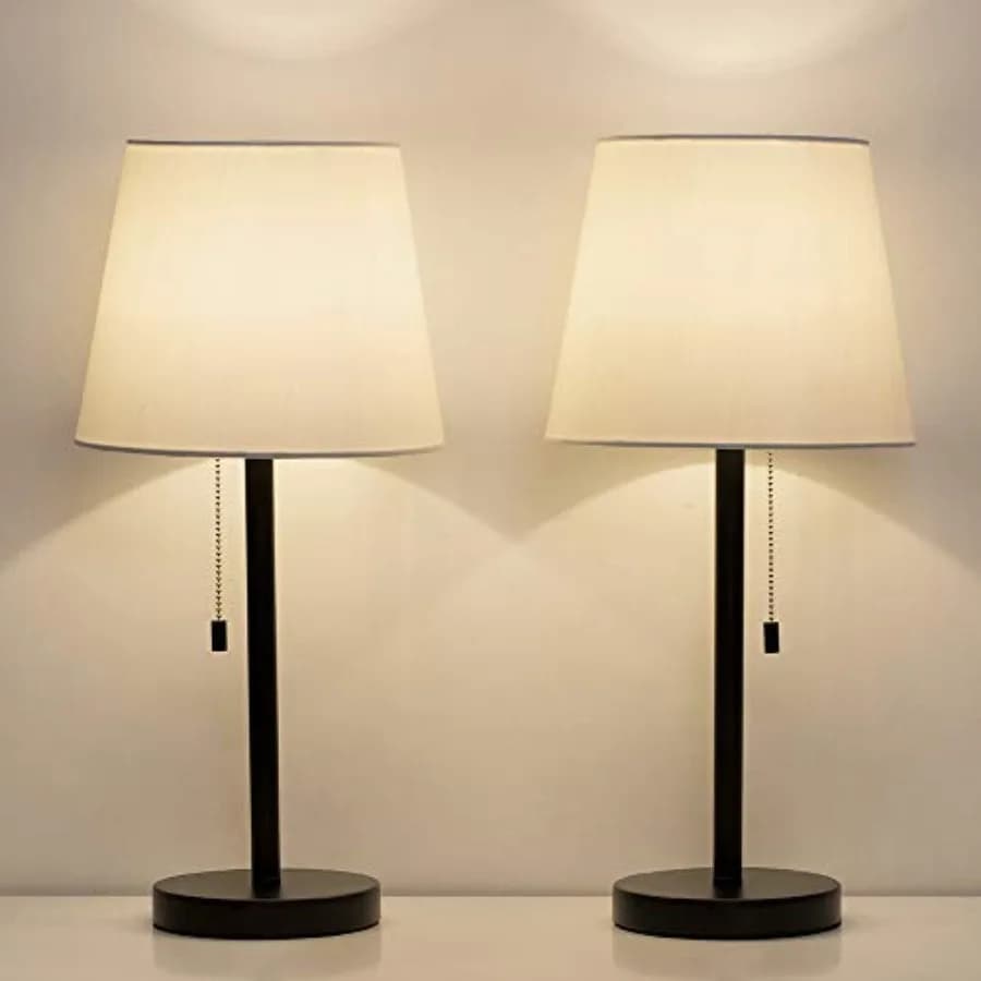Set di 2 lampade da comodino - Lampade da scrivania moderne bianche e nere per camera da letto, dormitorio, soggiorno, ufficio, altezza 20 pollici