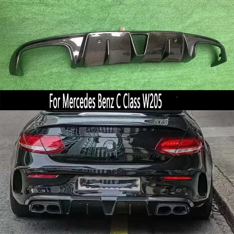 Diffusore Posteriore in Fibra di Carbonio per Mercedes Benz Classe C W205 C43 C63 C260 300 15-21 Due Porte, Splitter Spoiler Labbro Posteriore