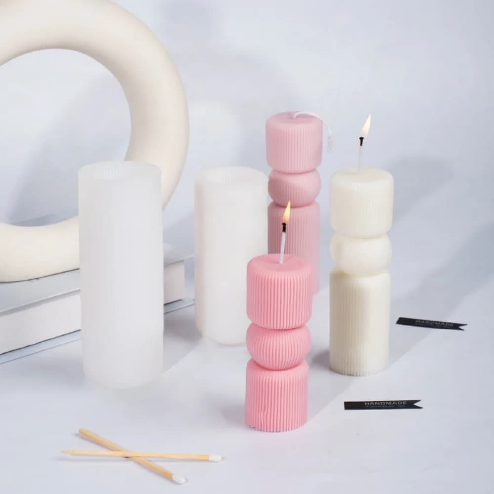 Stampo in silicone per candele cilindriche a strisce fai-da-te Aromath Stampo per decorazioni in resina cilindrica in gesso Aromath Fatto a mano per candele in cera di soia