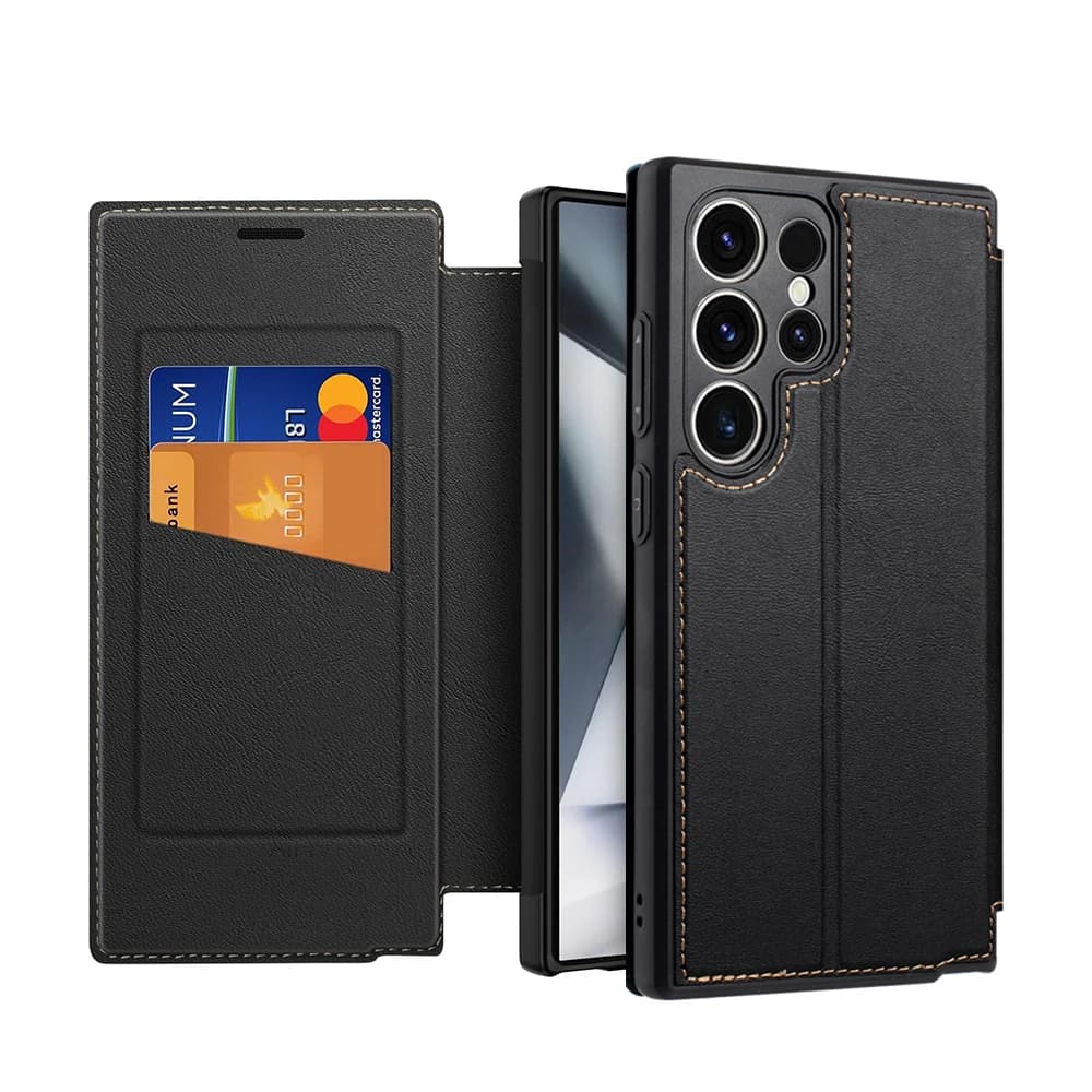 Custodia a portafoglio di lusso per Samsung Galaxy S25 S24 S23 Custodie per telefoni ultra antiurto con slot per schede Custodia con blocco RFID per S25 Plus