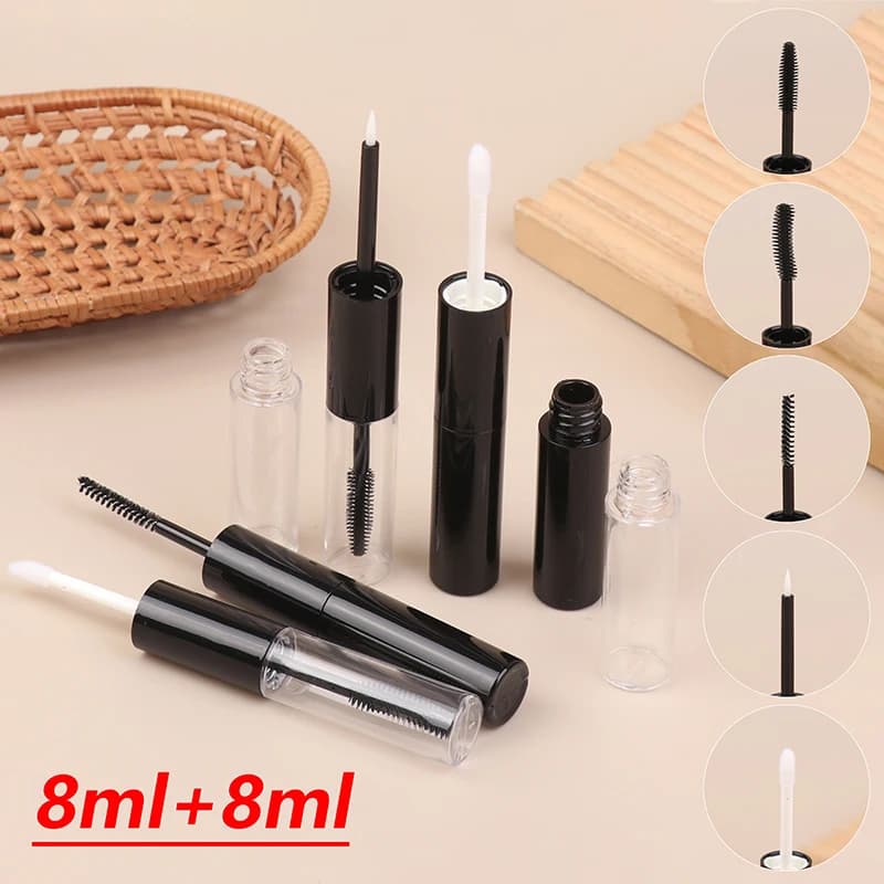 Double-ended Empty Mascara Tube Eyeliner Lip Gloss Tubes With Wand Applicator Eyelash Cream Container Plastic Lipstick Lip Balm