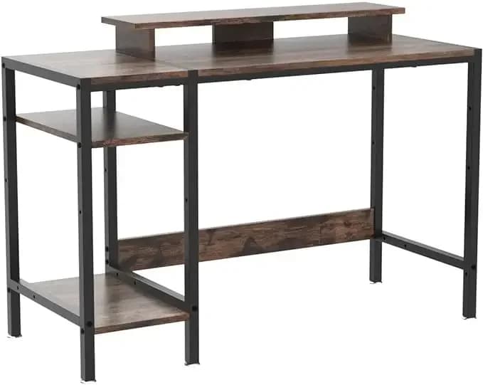 -Modern Simple Computer Table Desk Wtih Monitor Stand And 2 Drawers