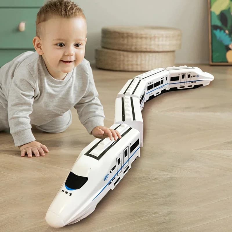 Simulazione fai-da-te per bambini Treno ferroviario ad alta velocità Auto giocattolo Suono elettrico Modello di luce Treno Giocattoli educativi Ragazzi Ragazze Regalo di compleanno