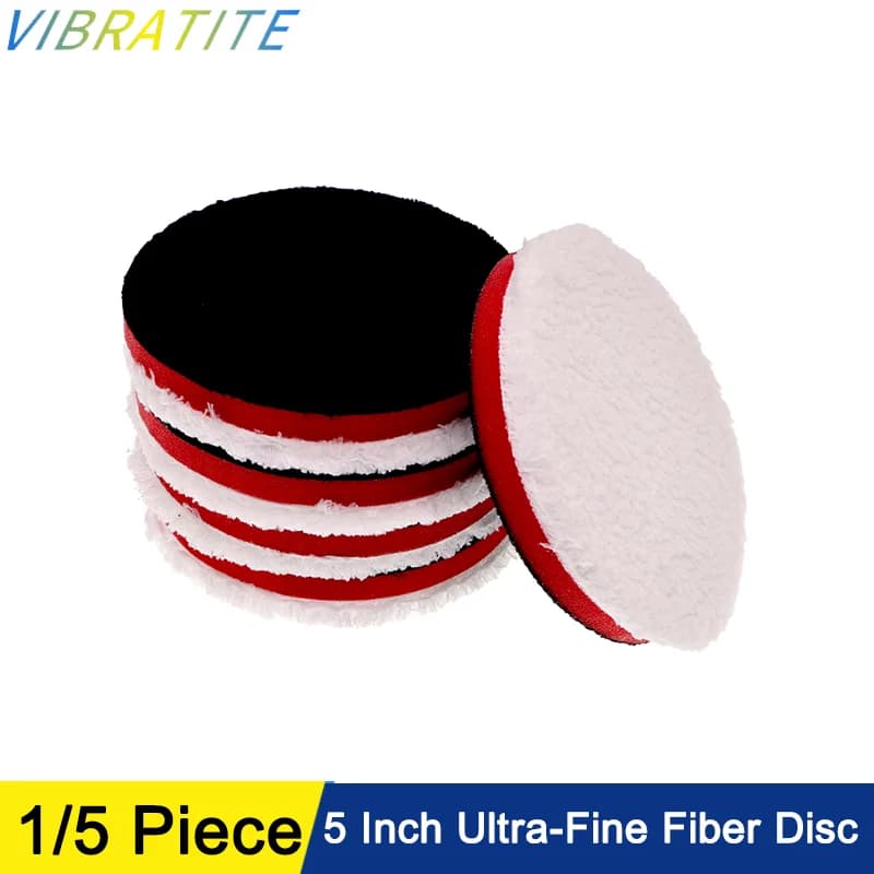 Tampone da taglio per disco in fibra ultrafine da 5 pollici 1/5 pezzi con gancio e anello per taglio pesante per lucidatrice per auto, lucidatura e lucidatura