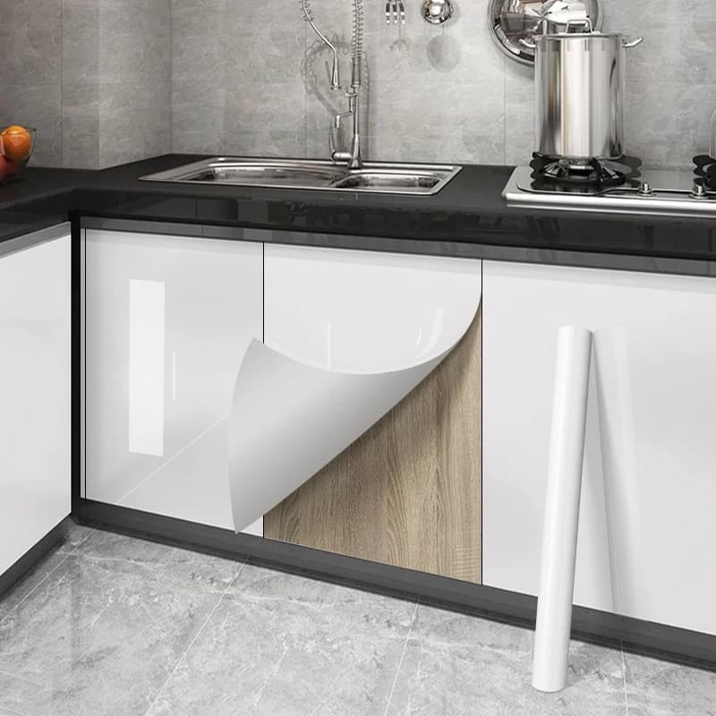 Vernice bianca lucida Armadi Adesivi murali Vecchi mobili Decalcomania Decorazione Cucina autoadesiva Nota adesiva impermeabile a prova di olio