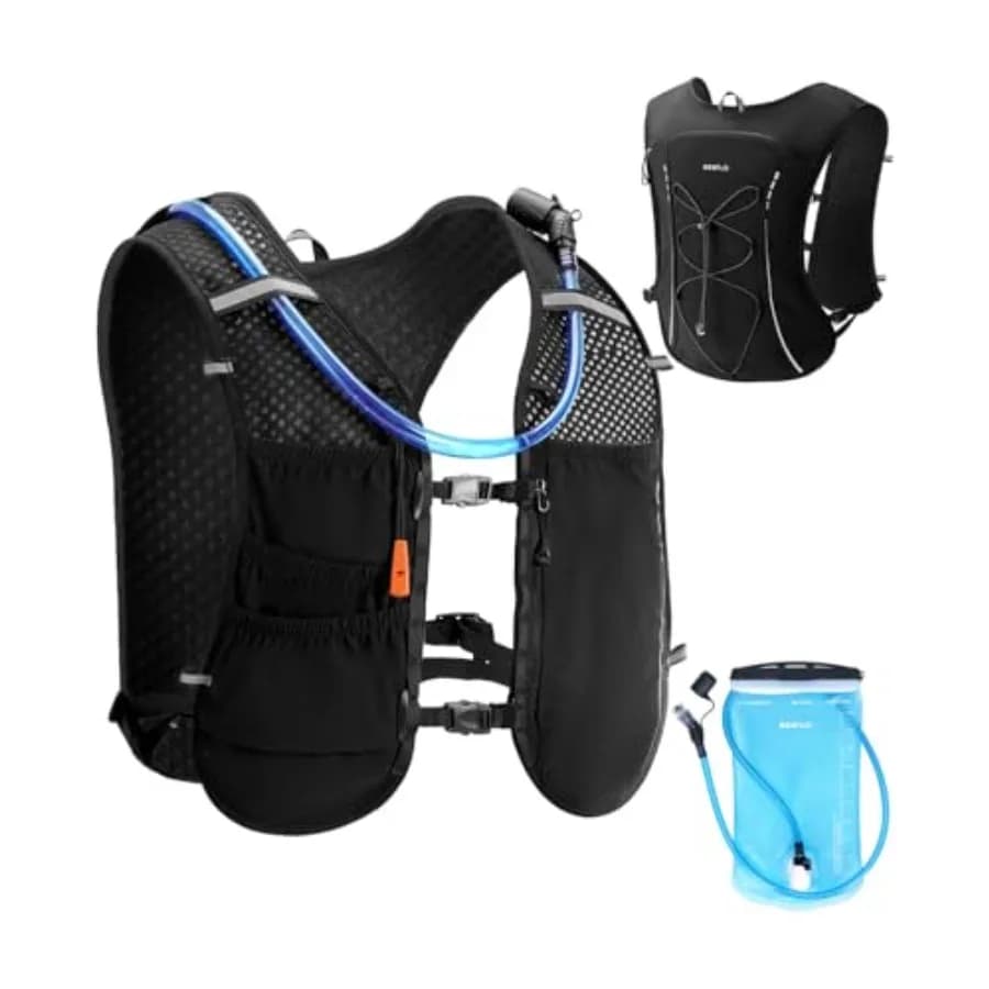 Zaino Idratazione per Corsa, Leggero e Traspirante con Sacca d'Acqua da 2L, Daypack per Escursionismo, Trail Running, Ciclismo