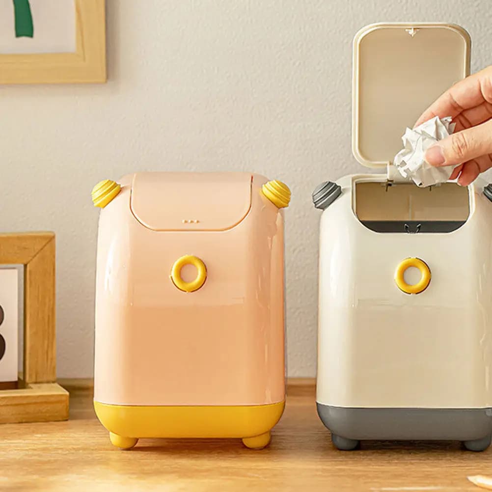 Cestino da Scrivania in PP e Silicone, Mini Contenitore per Rifiuti Moderno, Piccolo Cestino per Casa e Ufficio