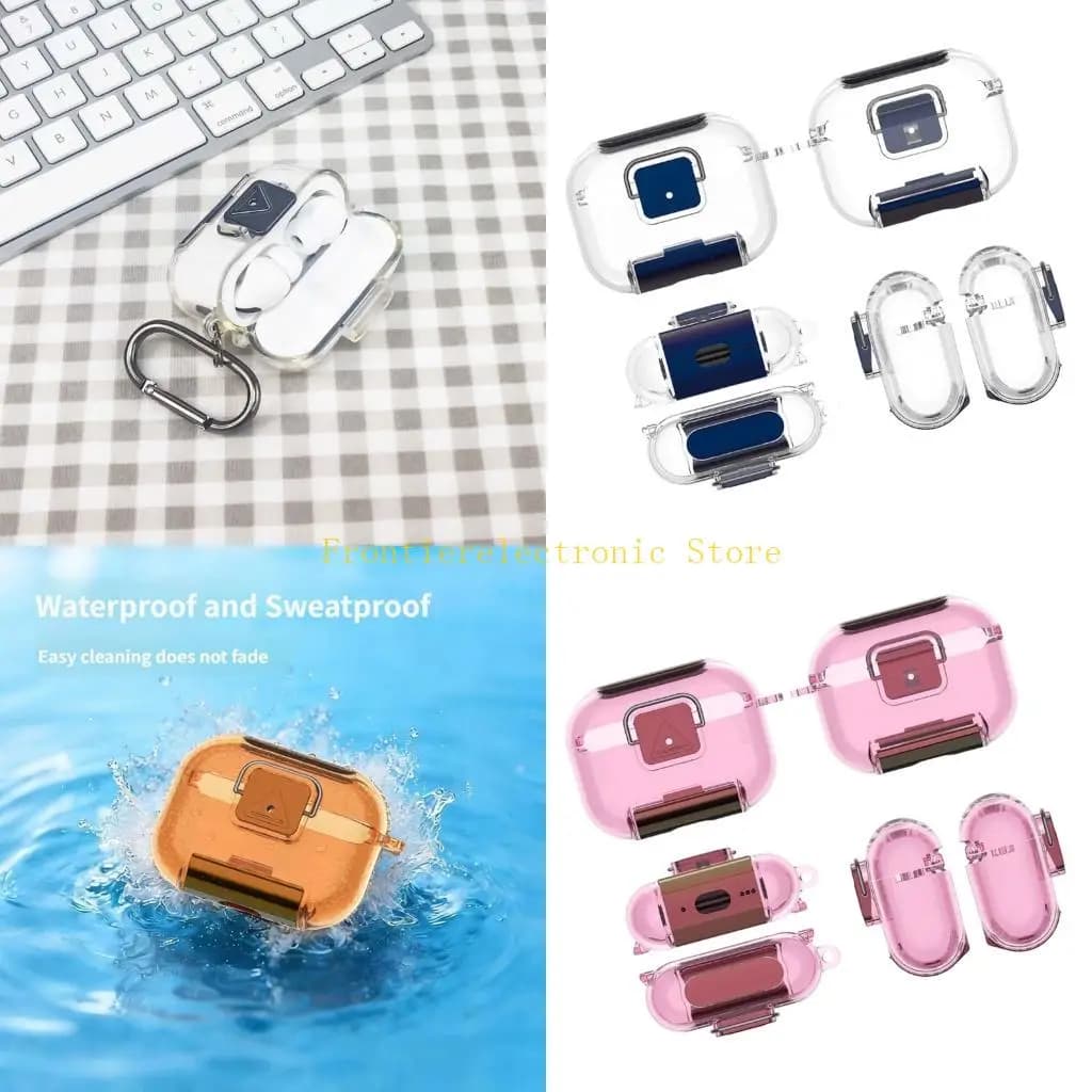 G8DB Transparent TPU Case For Pro3 Headphone Shell Includes Phone Stand And Metal Carabiner Clip AntiSlip AntiDust Design