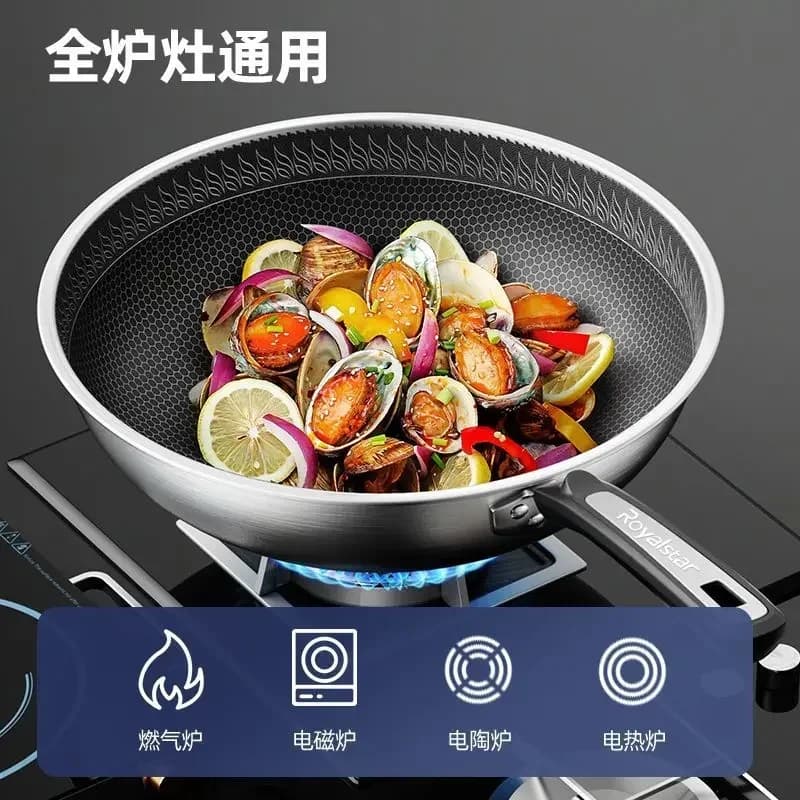 316 stainless steel honeycomb pan - Compatible with gas stove/induction home non-stick flat bottom