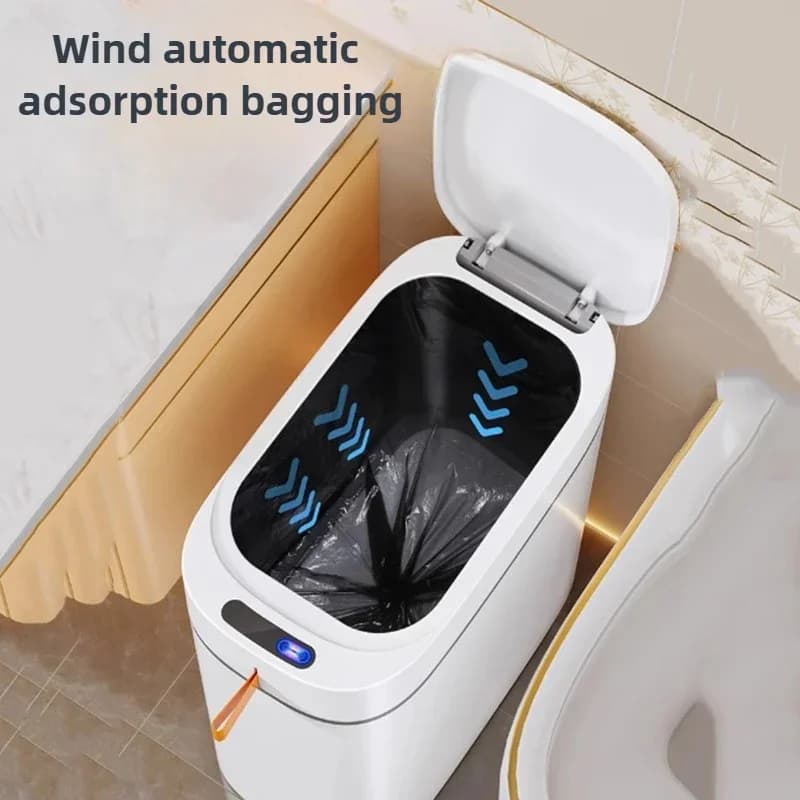 Bidone della spazzatura con sensore di movimento con coperchio Bidone della spazzatura automatico touchless da 3,5 galloni Bidone della spazzatura intelligente ricaricabile