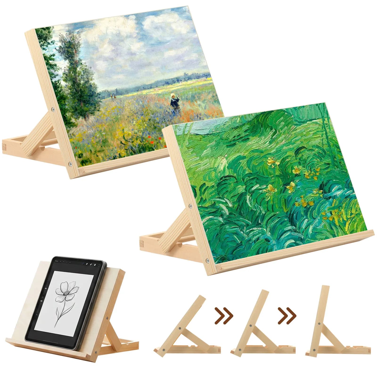 Tabletop Art Easel for Painting Tabletop Wooden Easel Stand Adjustable Angle and Portable for Canvas Book Artwork Display