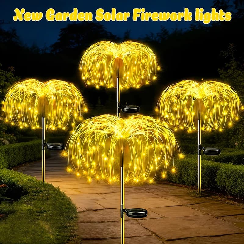 Solar Terrace Decorative Lights Fairy Dandelion Fireworks Lights Intelligent Light Sensing Suitable Streets Pathways Courtyards