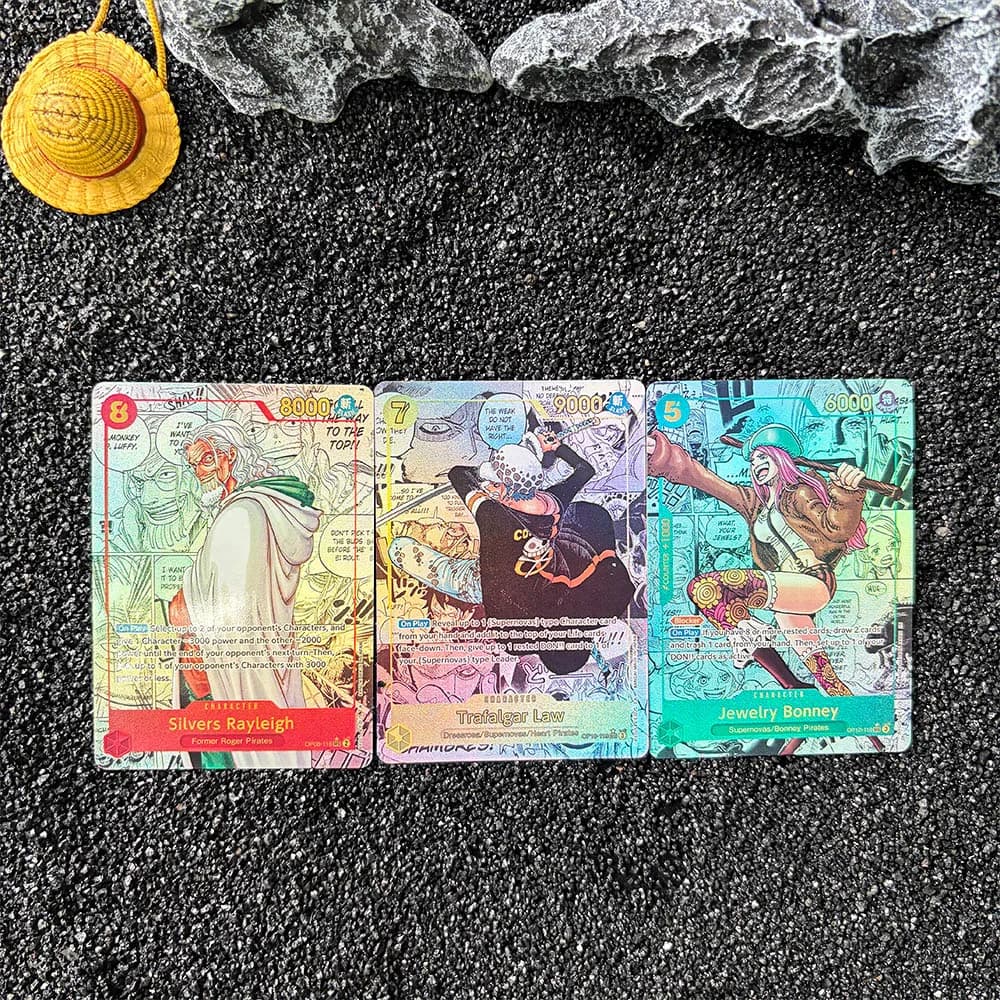 Carta Collezionabile Anime DIY Proxy OPCG Singola Bonney Law Rayleigh - Gioco di Carte da Collezione in Inglese, Flash Card, Regalo