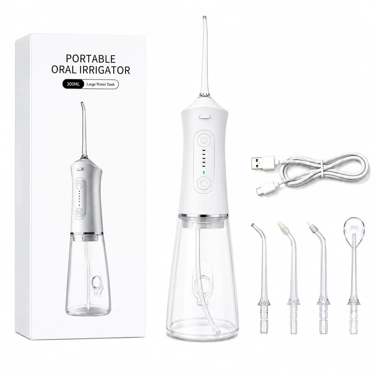 Cordless Water Flosser, IPX7 Waterproof 5 Modes, 300ml Tank, Rechargeable, Gentle Teeth Cleaning for Braces & Sensitive Gums