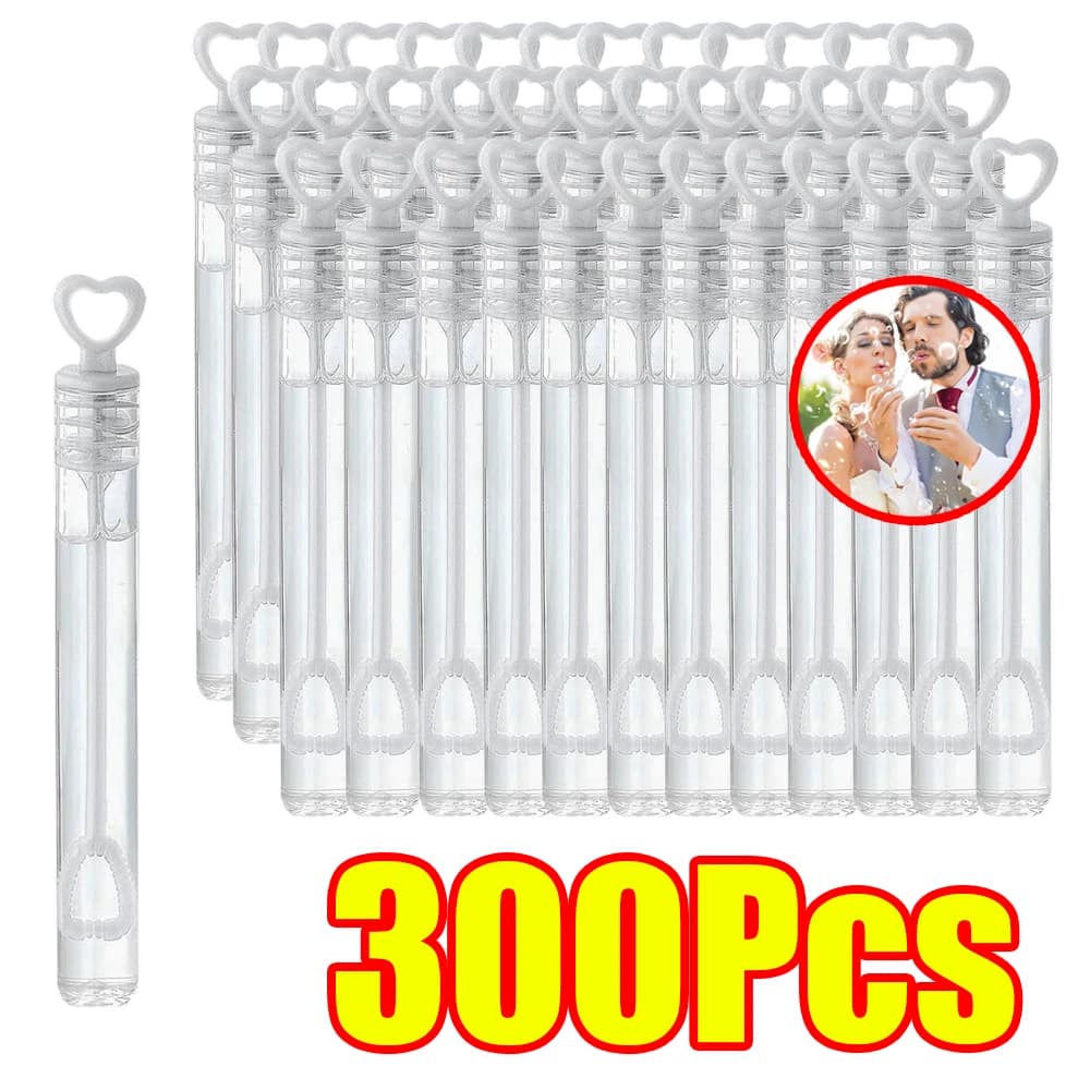10-300 pezzi tubo a bolle di cuore d'amore bottiglia di sapone a bolle trasparente tubo a forma di cuore bacchetta a bolle compleanno decorazioni per feste di nozze regali