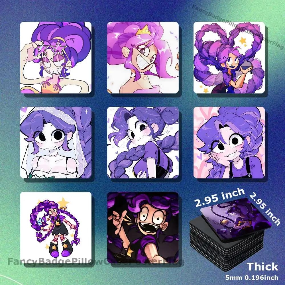 L-Lily Game L-Lovebraids-es Acrylic Refrigerator Magnets Square Tiles with Magnetic Sheets for Home Decoration