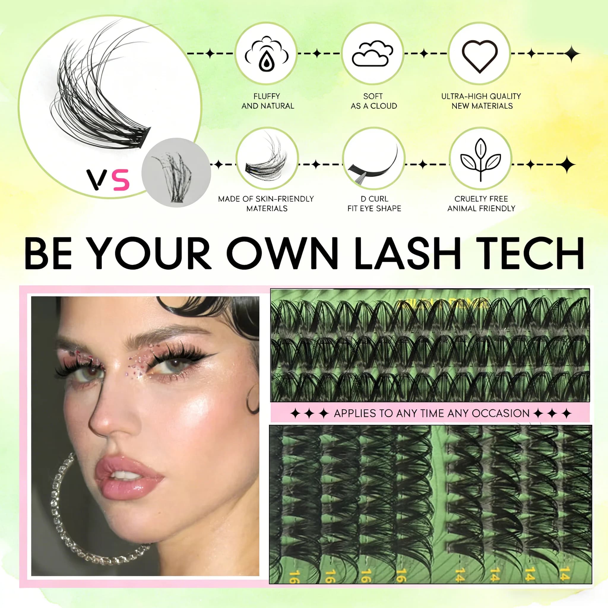 Premium Faux Eyelashes in Quick Flowering Synthetic Material, Curve C and D, Made of Hand, Automatic Eyelash Supplier