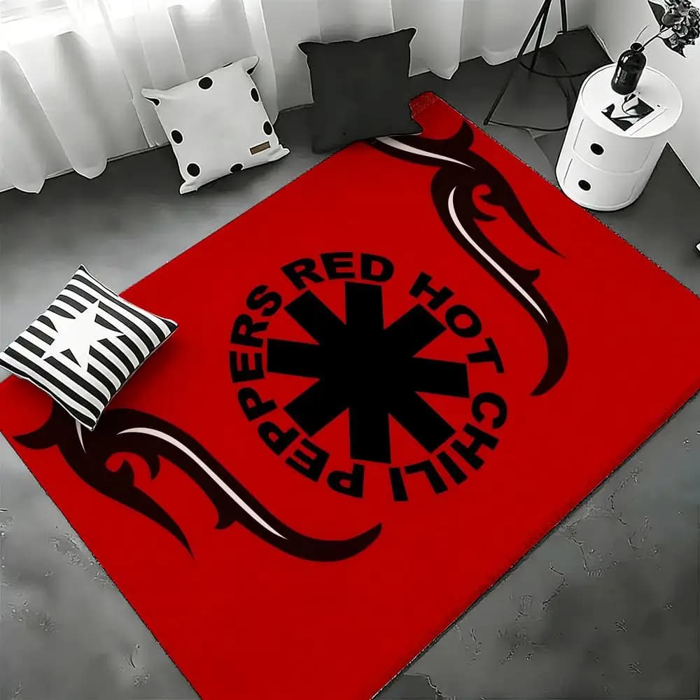 Bedroom Mat, Living Room, Flannel Door Mat, Non-slip, Home Decoration, Red Hot Chili P-Peppers