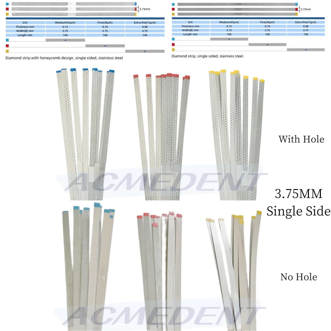 10 Pieces Strips Polishing Dentali Interprossimali Monofacial With/Senza Foro, Diamond Abrasive Strips for Teaching teeth