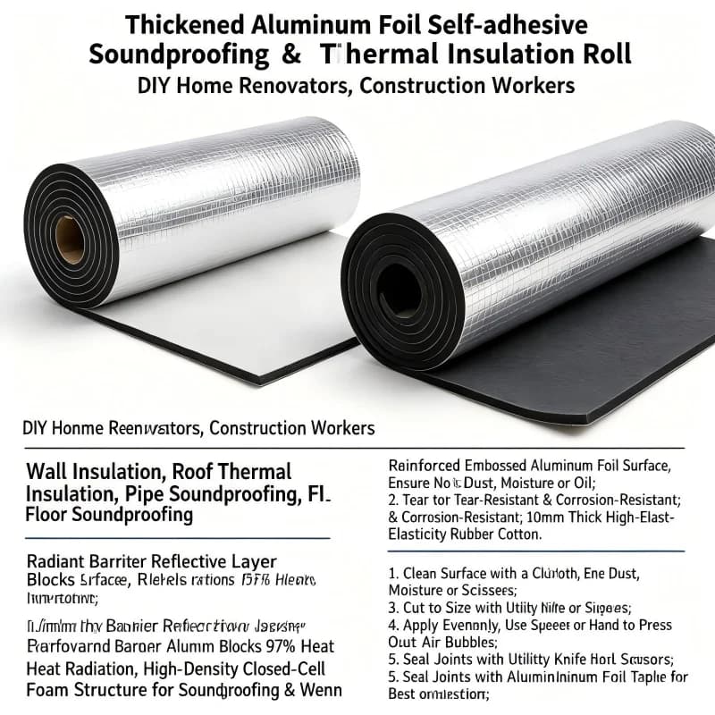10MM Thermal Insulation Foam Roll Soundproof Heat Barrier Noise Reduction Mat Warm Keeping Panel for Wall Door Floor