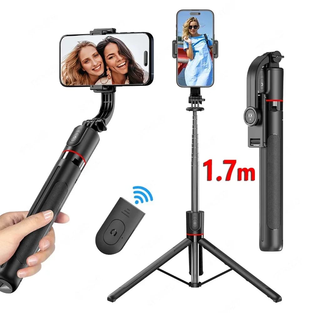 Selfie Stick da 1,7 metri ultra lungo, portatile, con supporto per telefono, telecomando Bluetooth, luce di riempimento e treppiede per trasmissioni in diretta.