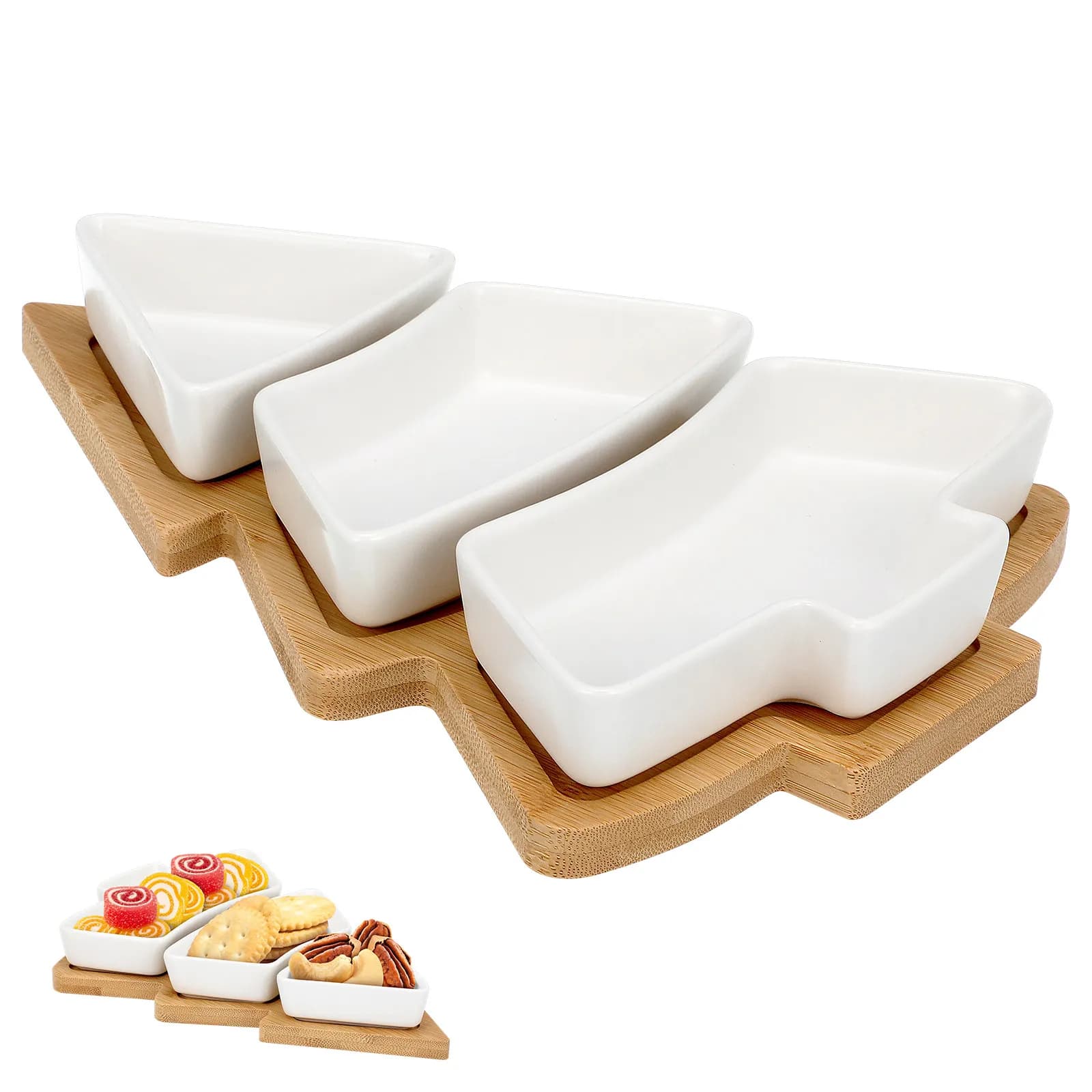 Candy Plate Christmas Tree Ceramic Snack Platter Removable Dish Tray For Desserts Nuts Dried Fruits Holiday Party Serving