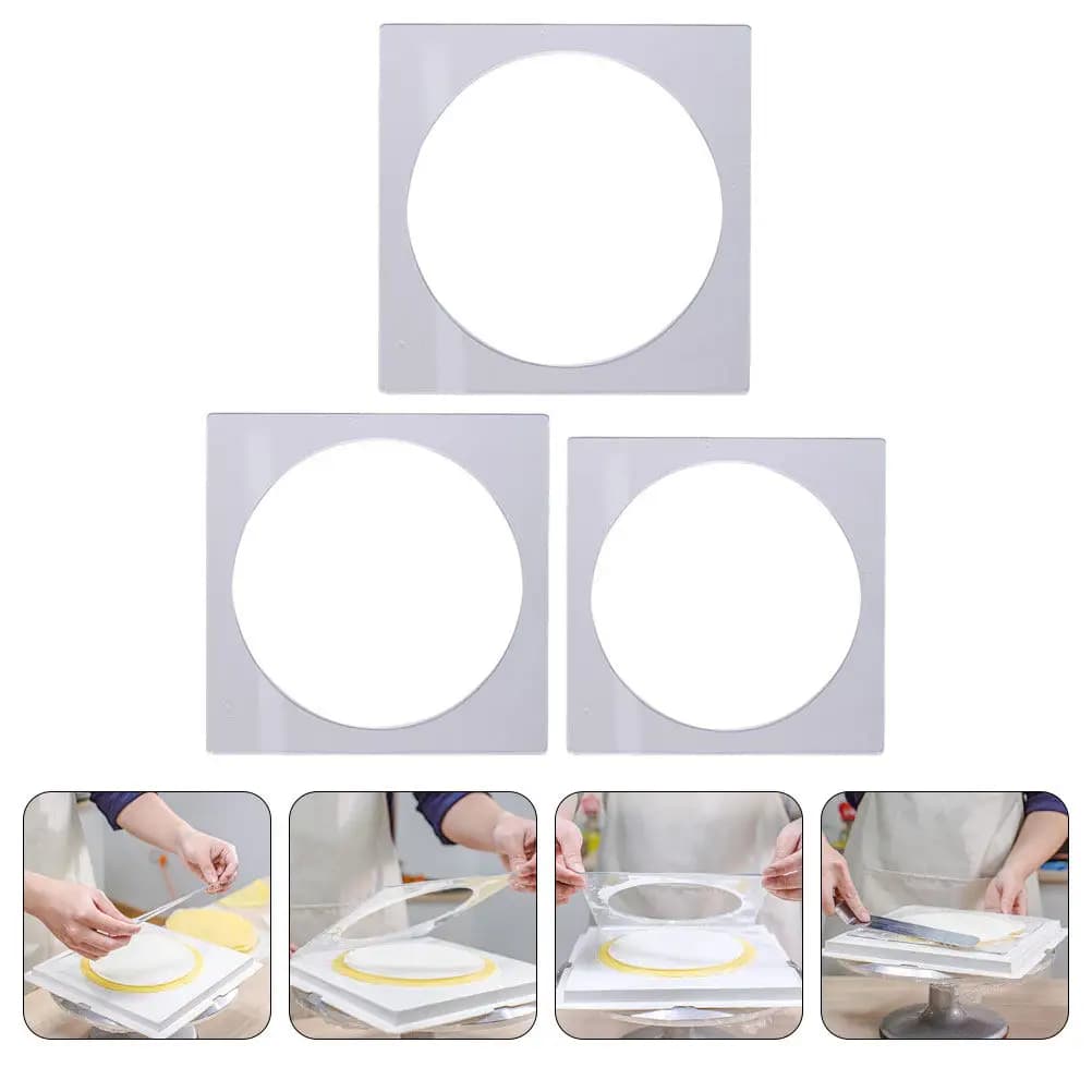 Set di 2 Stampi per Torte a Strati in Acrilico con Funzione di Raschiatura per Glassa Liscia, Strumento per Dessert a Mille Strati