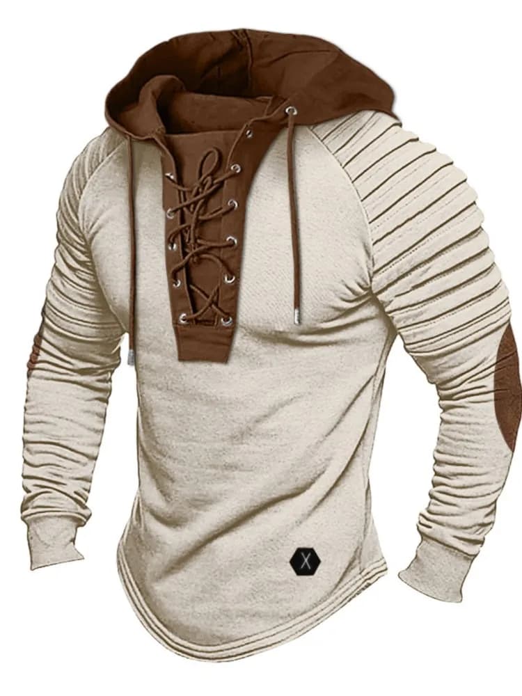 Muscle Men's Clothing. Solid Color Hoodie. New Style Men's T-shirt Top.Pleated Hood.Street Style Long-sleeved T-shirt Sweatshirt