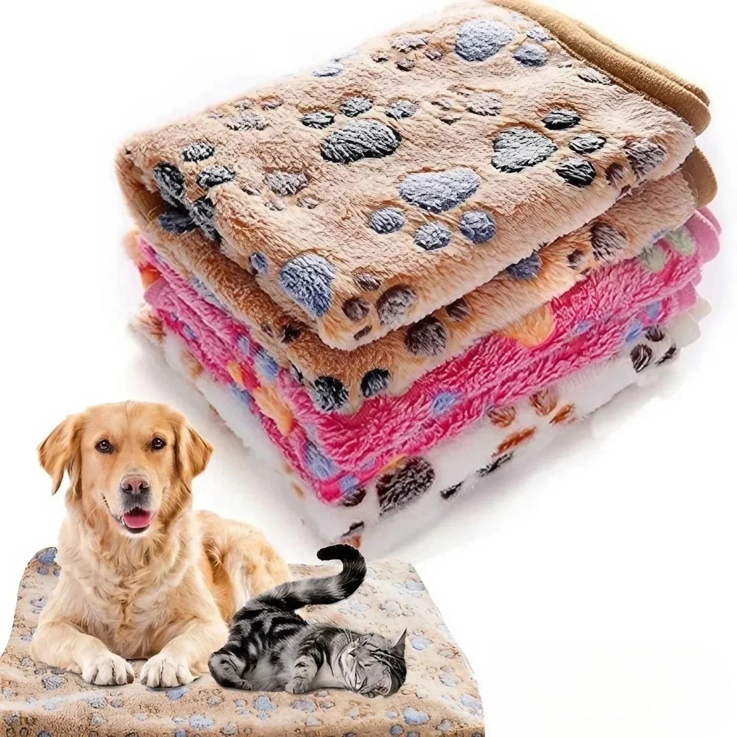 Coperta Calda e Soffice per Animali Domestici, Tappetino in Lana Spessa e Morbida, Traspirante e Confortevole, Coperta per Cuccioli e Gattini