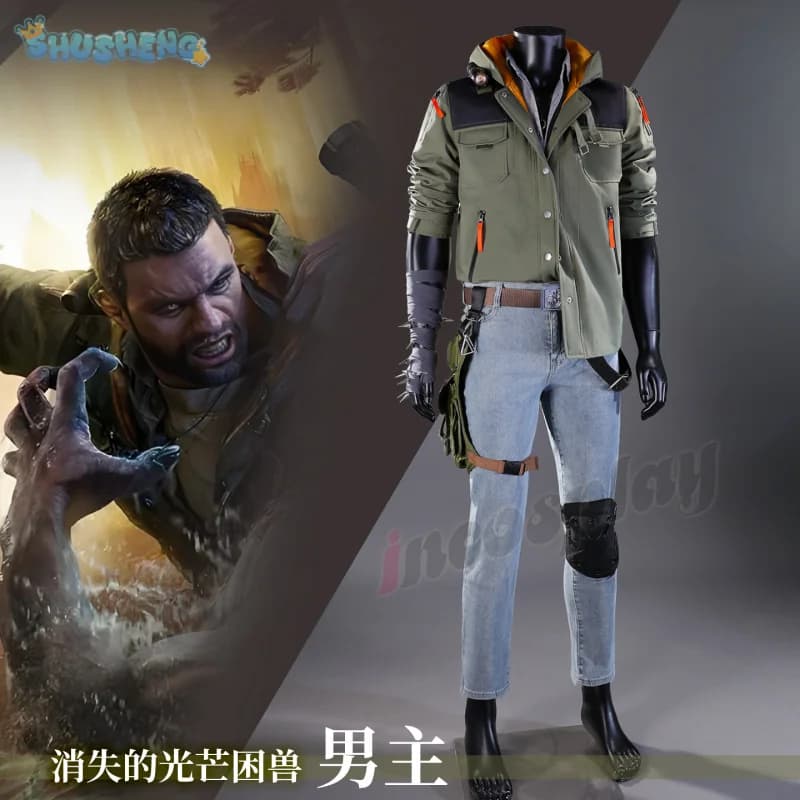 Gioco Dying Light Kyle Crane Costume Cosplay Cappotto marsupio collana camicia oggetti di scena Halloween Natale uomo donna uniforme fantasy