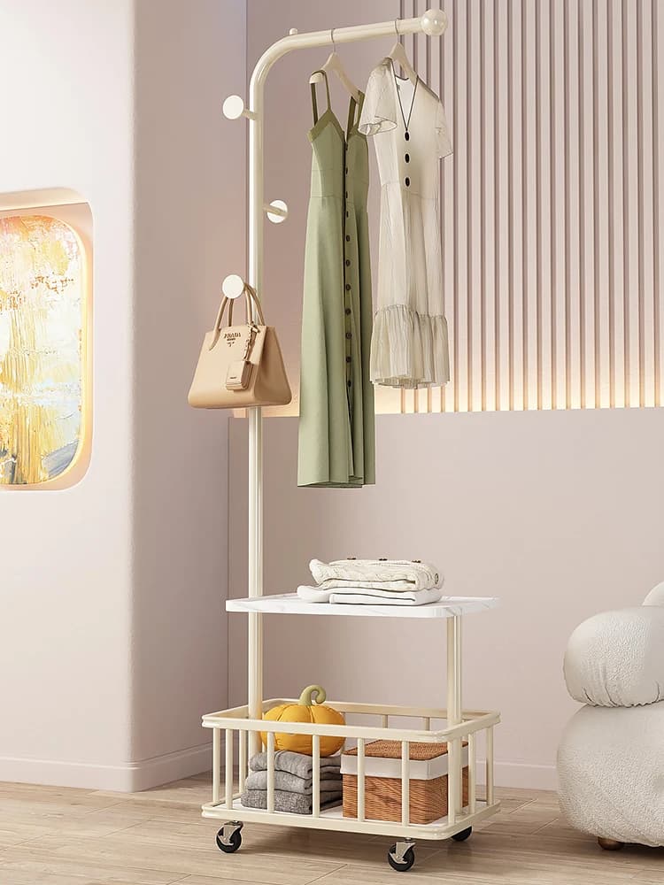 Appendiabiti angolare mobile da interno, cesto portabiancheria, appendiabiti semplice in acciaio al carbonio stile nordico per l'organizzazione della camera da letto