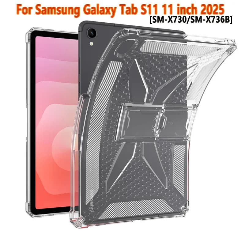 Fonda Per Samsung Galaxy Tab S11 11 pollici 2025 Custodia protettiva 5G SM-X730/SM-X736B Stand Airbag Trasparente Custodia morbida in TPU per tablet