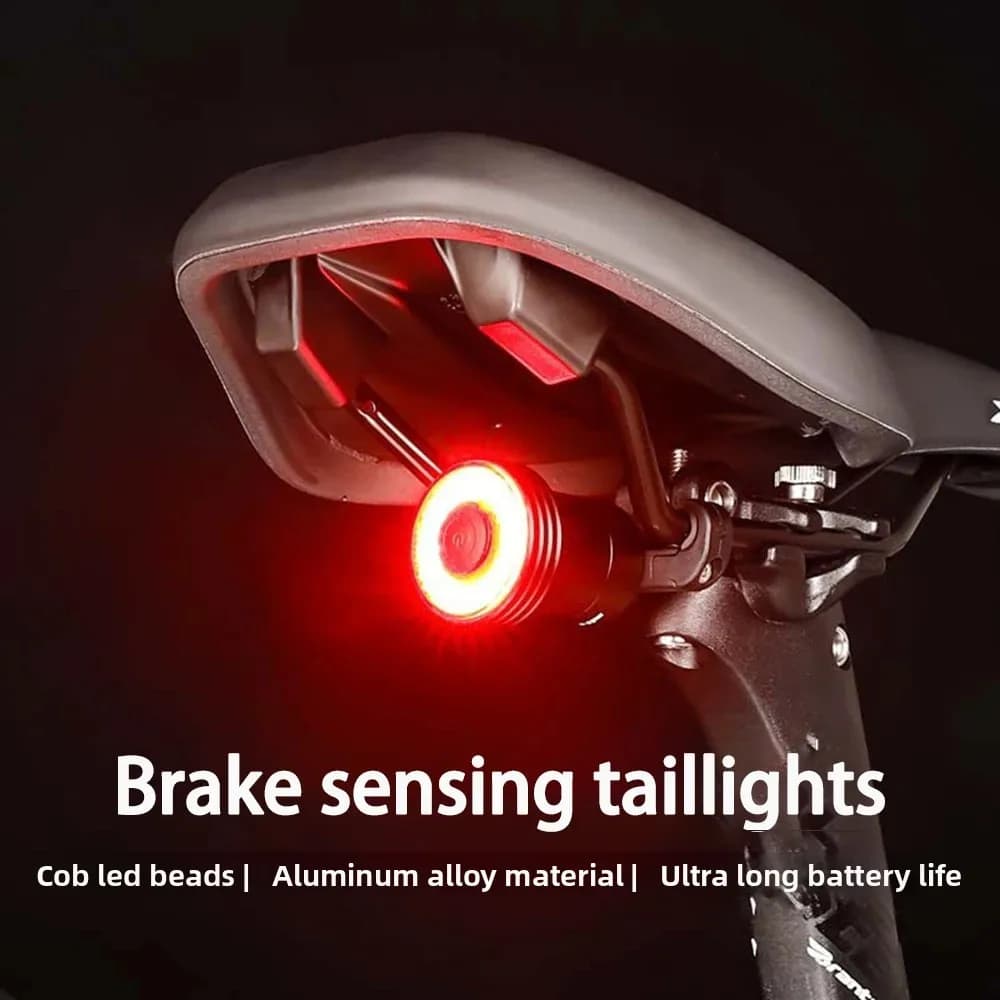 Smart Bicycle Taillight, Night Riding Brake-sensing Taillight, Rechargeable Type-C Interface, IPX5 Waterproof Rating.