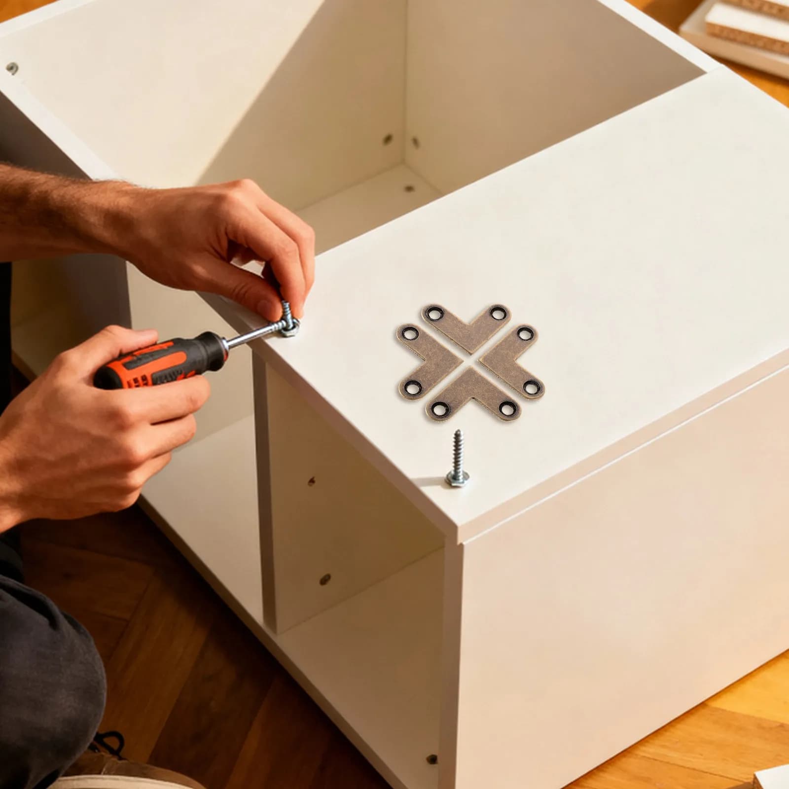10 Pezzi Staffe Angolari a L in Rame Puro Spesso, Connettori Decorativi in Metallo per Mobili e Cornici