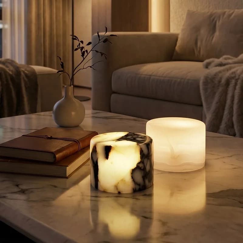 Natural Marble Tactile Lamp, Wireless Charging, High-end Night Light, Bedroom Bedside Lamp, Ambient Light, Multi-color