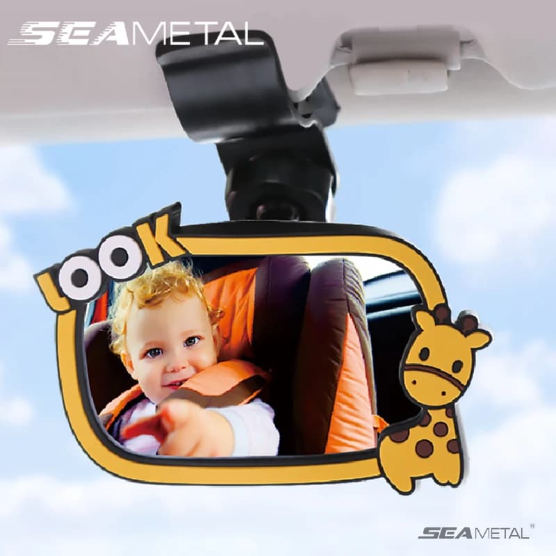 SEAMETAL Specchietti per auto per bambini Specchietto retrovisore interno Clip per visiera parasole Specchietto retrovisore per auto Vista ampia Sicurezza del sedile posteriore Osservare il monitor