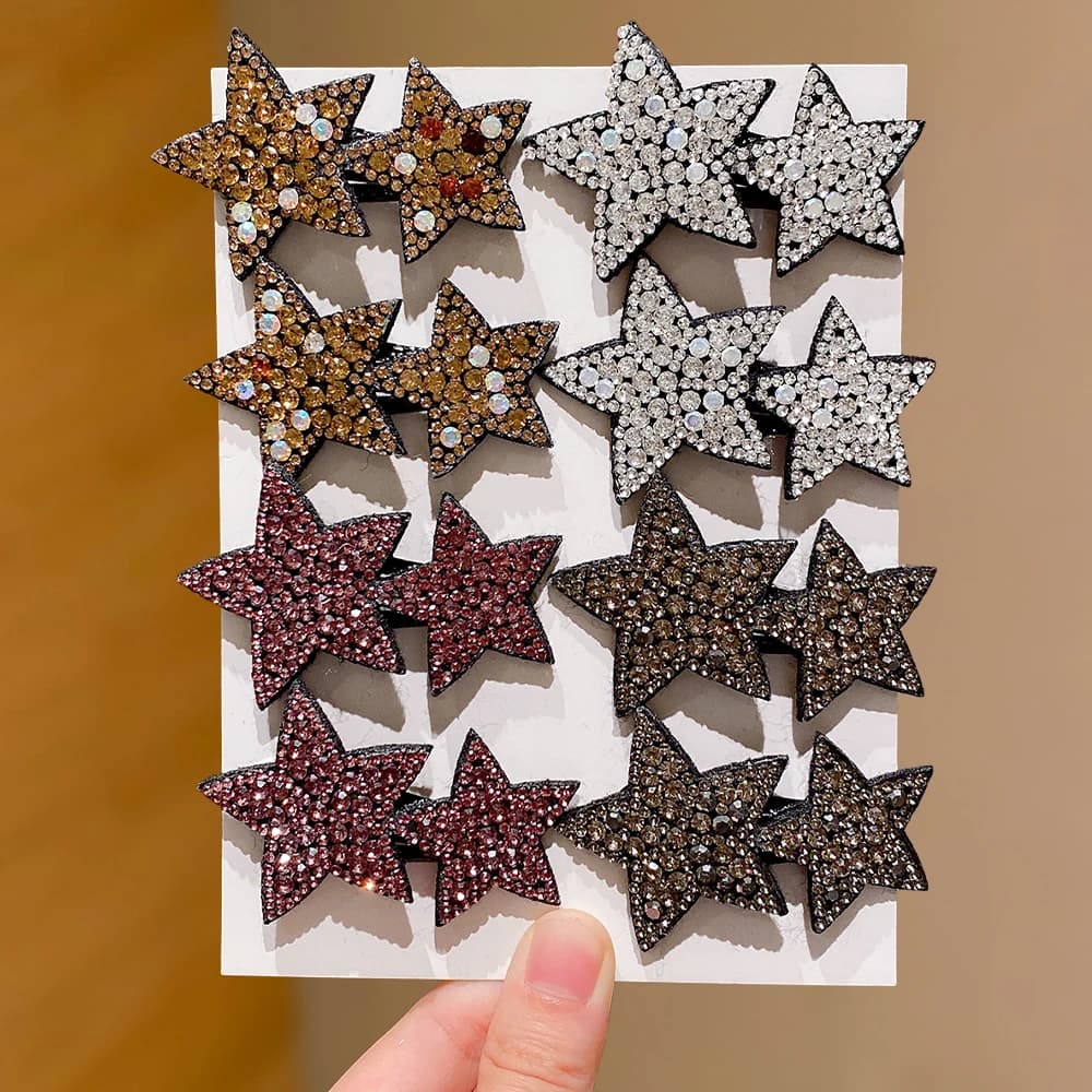 Random 2/4/6/8-Piece Star Hair Clips: Shiny Edgy Style, All-Occasion, Perfect Gift for Friends & Family