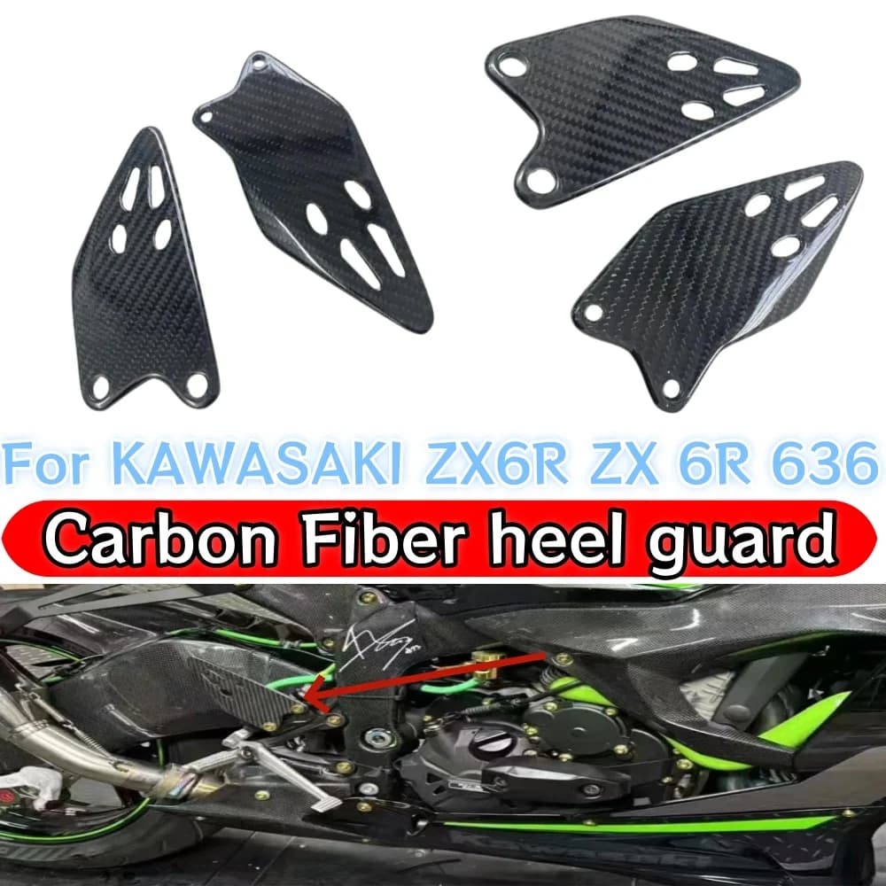 Per KAWASAKI ZX-6R 636 / 2019-2025 100% 3K In Fibra di Carbonio Posteriore Del Piede Tallone Protezioni Accessori Moto Poggiapiedi Ali Protector
